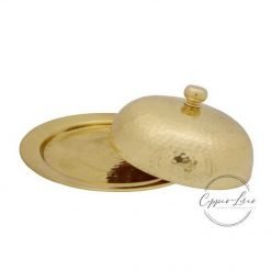 brass hammered tray with dome