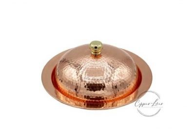 copper hammered tray with dome